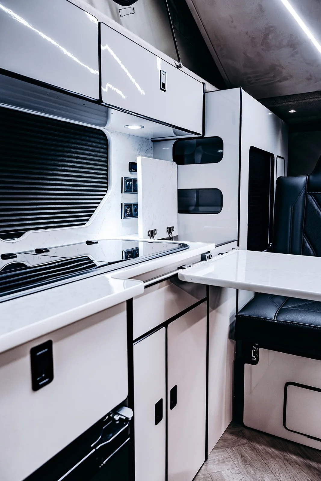 Furniture detail from a completed CVC campervan